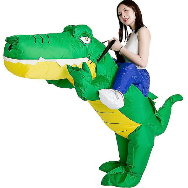 Ridning Crocodile # Rolig skyltdocka Dräkt Jul Uppblåsbar Dräkt Halloween Rollspel