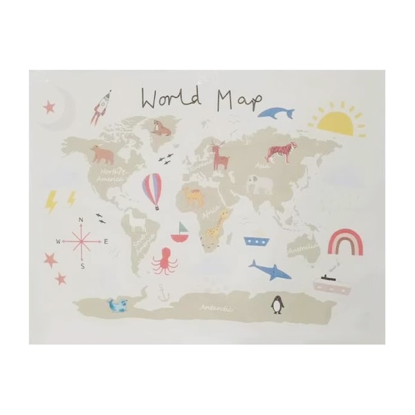 Sarjakuva maailmankartta Seinään ripustettava taide Taustakartat Lastenhuoneen sisustus