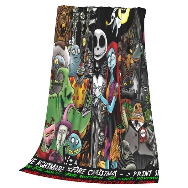 The Nightmare Before Christmas Blanket Throw Bedding Room Decor Flannel Blankets For Bed Sofa 127cm X 101cm