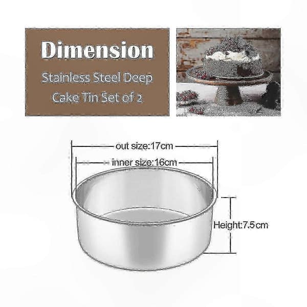 2-delt 6\" dyp rund kakeformsett, perfekt for baking av kaker, desserter og mer