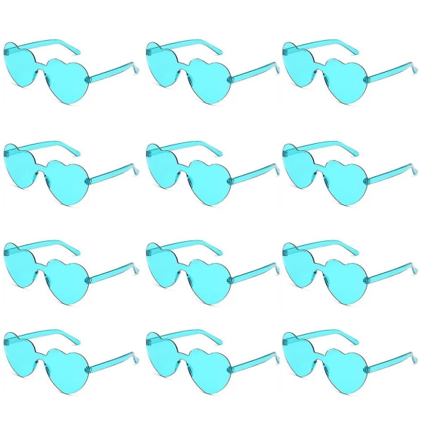 100% nye 12 stk hjerteformede briller uden stel Trendy gennemsigtige slikfarvede briller til festen