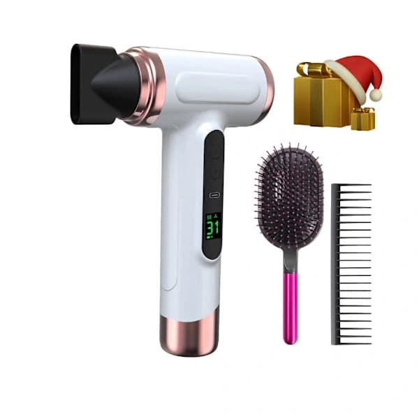Latest Generation Cordless Hair Dryer, 200W, 15,000mAh, USB Rechargeable and Adjustable