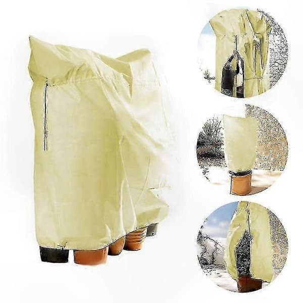 Vinterträdgårdsfleeceöverdrag med dragsko för växtskyddspåsar Beige M-80x100cm
