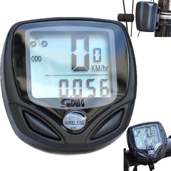 Cykelcomputer, trådløs cykelcomputer speedometer, cykelmåler LCD vandtæt