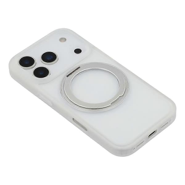 Kompatibel med iPhone 17 Pro Max deksel ringholder støtte PC + TPU telefondeksel White