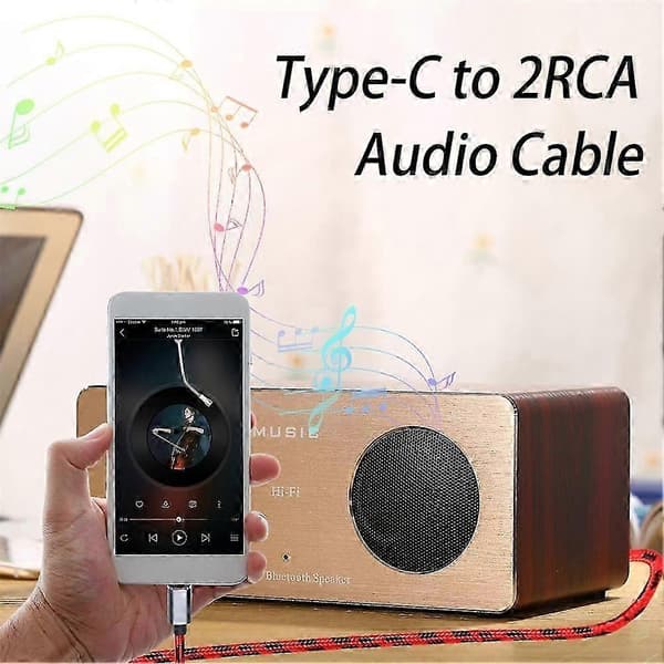 5m USB-C til Dobbelt RCA-lydadapter Y-splitter flettet kabelstik til lydenheder