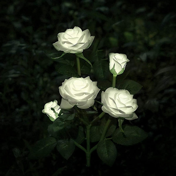 Solcellsdrivna Trädgårdslampor, 2-pack LED Rosblommor Dekorativa Staketlampor med 10 Rosor