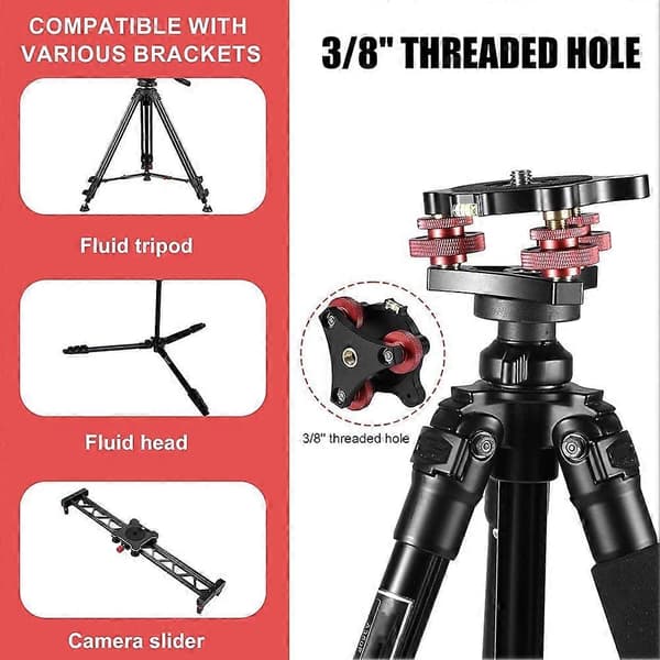 2 stk. Tripod Nivelleringsbase, Kamera Nivellerings Tripod Nivellering As Shown