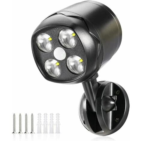 Outdoor Motion Sensor Light, IP65 Waterproof Battery Operated 600lm LED Spotlight, Motion Sensor with Flexible Battery for
