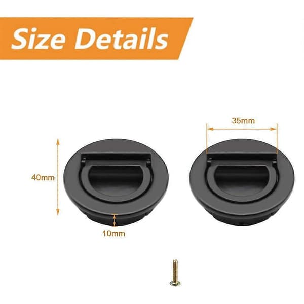 4-pack Invisible Round Handles with Built-in Pull Ring for Cabinet Door, Wardrobe, Drawer (Black)CJY