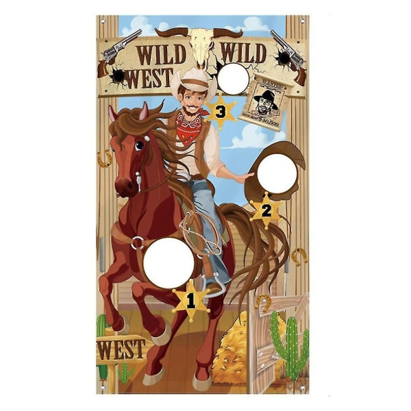 Western Party Toss-spel med 3 bönor, Western-spel för barn och vuxna dekorationer och tillbehör