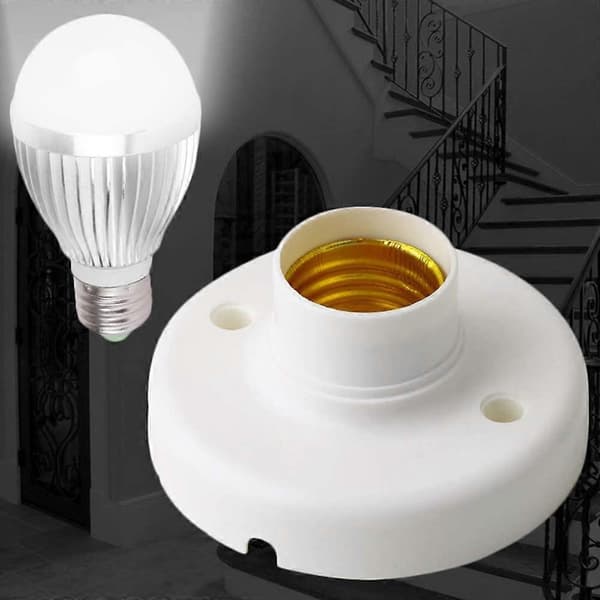 E27 Lamp Holder Plastic Screw Socket Wall Mounted LED Bulb Base Converter Adapter Holder, 10 pcsCJY