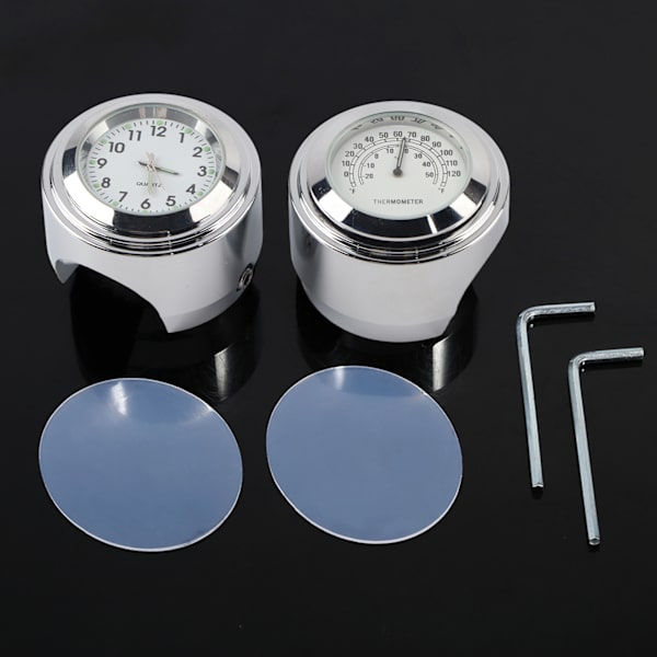 【BEMS】7/8\" 1\" Motorcycle Handlebar Mounted Clock Thermometer Temp White
