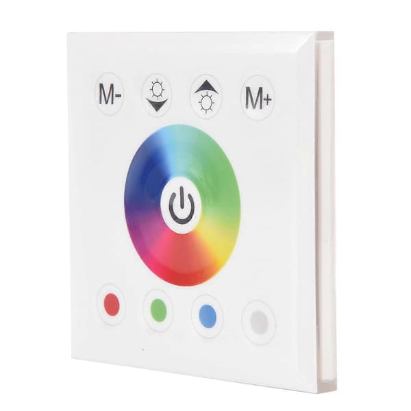 DC12V-24V RGB / RGBW Vægmonteret Touch Panel Controller Glaspanel Lysdæmperkontakt Controller til LECJY White
