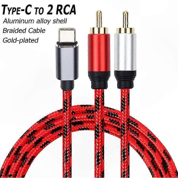5m USB-C til Dobbelt RCA-lydadapter Y-splitter flettet kabelstik til lydenheder