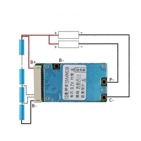 BMS 13S 48V - Lithium Pack Balancer Ladekort Equalizer Fælles/Separat Port til El-løbehjul (20A)CJY As Shown