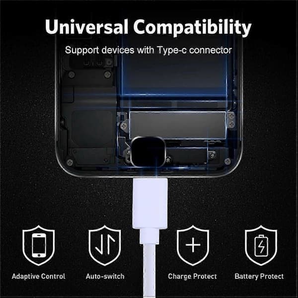 För iPhone 15-serien 50 cm USB-C till USB-A flätad snabbladdningskabel kopparkärna hållbar White