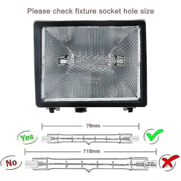 Sæt af 5 R7s Halogen Pærer 78mm 80w 230v, R7s Halogen Stang 78mm, R7s Halogen Pære Dæmpbar Halogen Stang Lampe