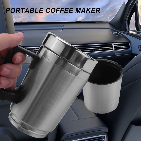 Bilopvarmning, simpel 12v 300ml bærbar i bil kaffemaskine tekande Køretøjsopvarmning koplåg udendørs
