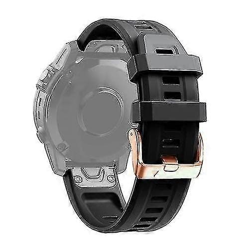 Til Garmin Fenix 6s Pro 20mm Rosaguld Spænde Silikone Urrem Black