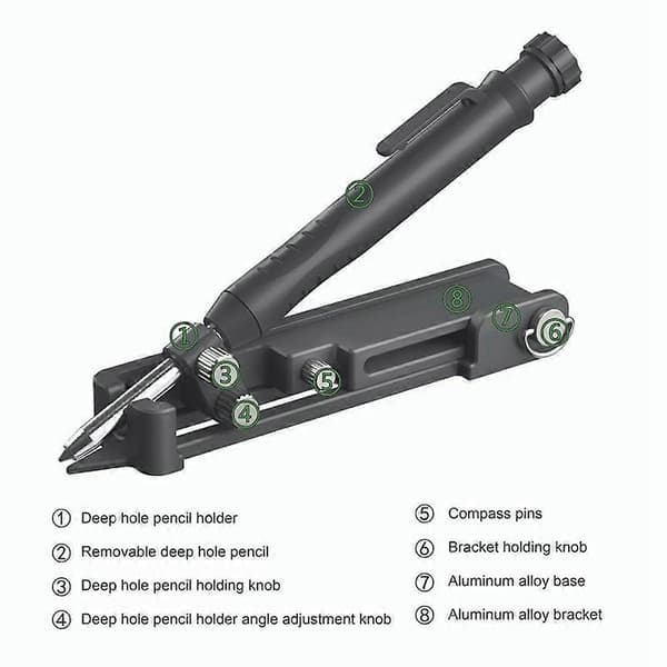 Multifunctional Drawing Tool Aluminum Alloy Compass Angle Adjustable Tile Laying Stud Walls WoodCJY black