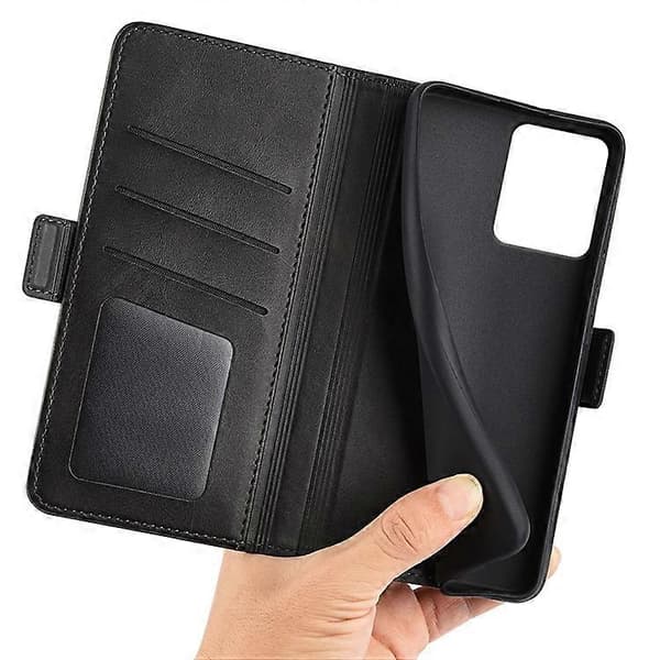 Kompatibel med HMD Skyline Stativfodral Kalvtextur Läder Plånboksfodral Black