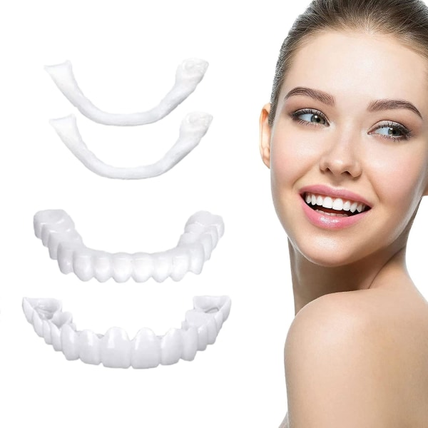 Falska tänder 2st, tillfälliga tandproteser tänder för kvinnor män, snäpp på tillfälliga tänder restaurering Tandfasader för ett perfekt leende 3 Set