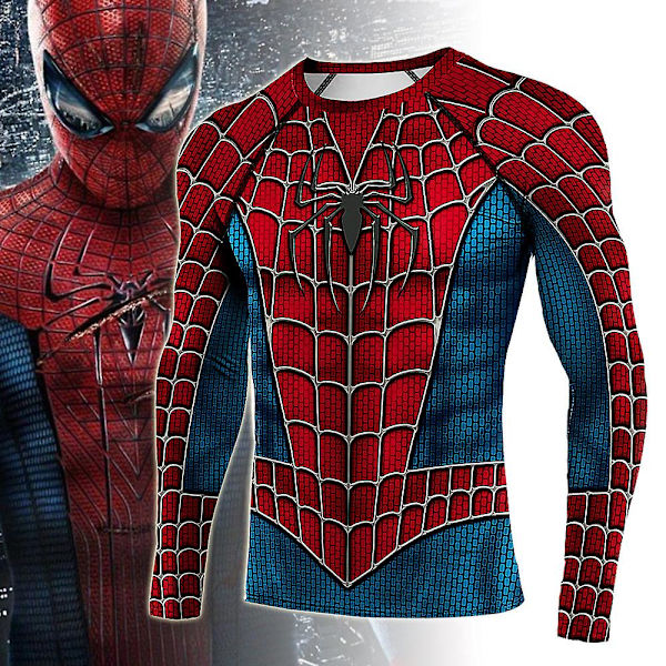 Spider-Man Miesten Tiukka Urheiluharjoittelu Pitkähihainen T-paita M