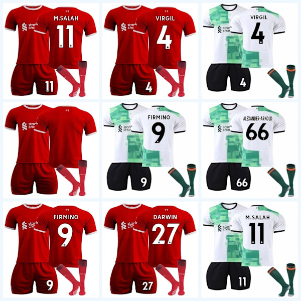 23/24 Fotballdraktsett for barn Gutter Treningsdress Sportsklær Skjorte Shorts Sokker 23/24 liver-pool hjemme#66 23/24 liver-pool home#66 #24 (8-9 years)