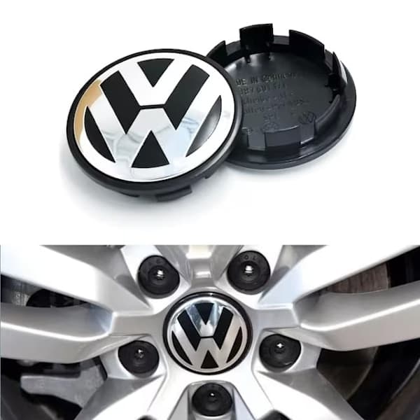 4-pakning Volkswagen Senterkopper – Navkapsel-emblem 56mm Sølv Sølv