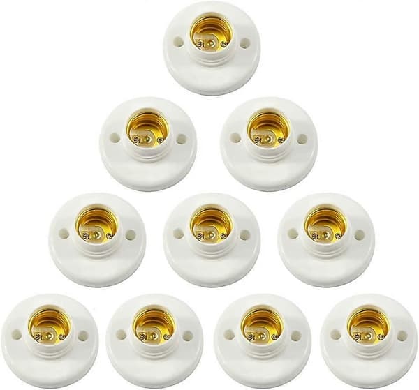 E27 Lamp Holder Plastic Screw Socket Wall Mounted LED Bulb Base Converter Adapter Holder, 10 pcsCJY