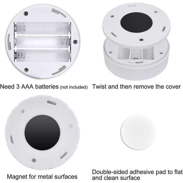 3 pakker Bevægelsessensor lys indendørs, led skabslys, natlys Batteridrevet, batteridrevet skabslys, trådløs vægpuck lampestang til trappe
