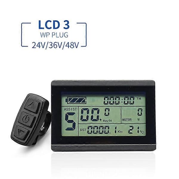 Elektrisk sykkeldisplay KT LCD3 for KT Intelligent Controller 24V 36V 48V Ebike Panel Vanntett As Shown