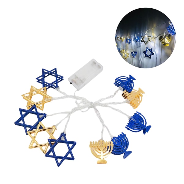Blå Chanukah vindueslys, Hanukkah Led Vandtæt hængende ornamentdekor