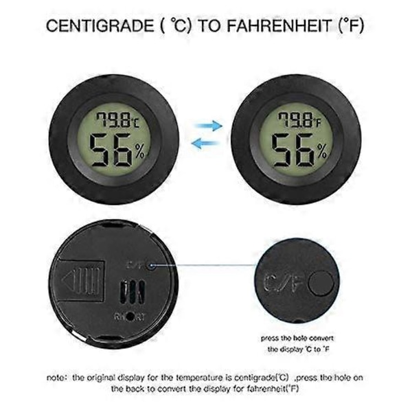 2025 Egnet 2-pak Mini Termometer Hygrometer Køleskab og Fryser Elektronisk Hygrometer Indbygget Rumtemperatur Fugtighedsdetektor Sort