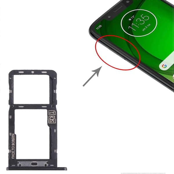 För Motorola Moto One Fusion Plus KOMPATIBEL SIM + Micro SD-kortfack Black