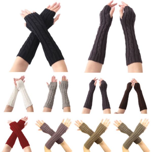 Dam långa rör Twist halvfingerhandskar Fashion Trend handskar Light brown