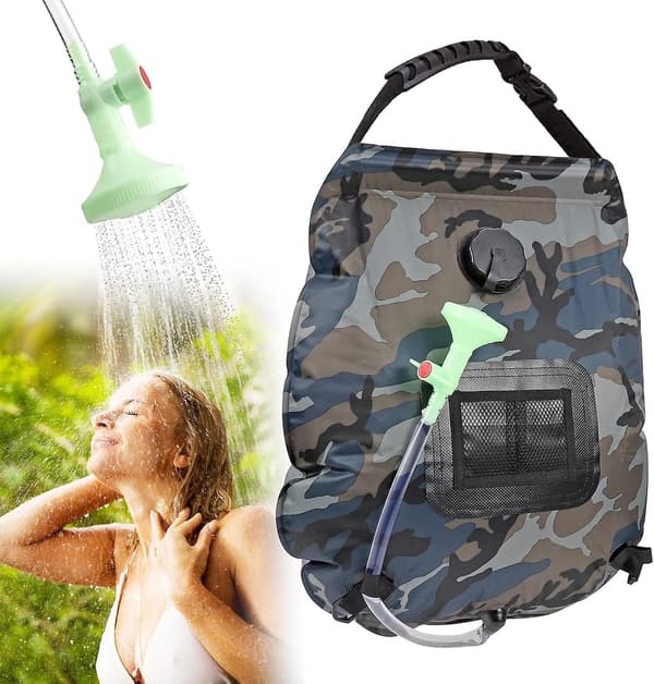 Solar dusjpose, 20L utendørs varmtvannsdusjpose, solcelledusjpose for camping, bærbar solcelledusj