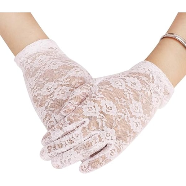 Hvide solbeskyttelseshandsker korte blondekørehandsker blomstret UV-beskyttelse solbeskyttelse håndbeskyttelse elastiske handsker blonde bryllup aften sexet W