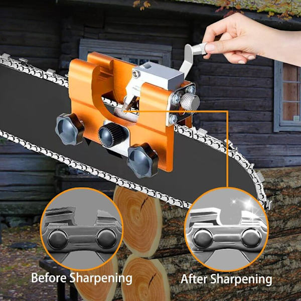 Chainsaw Chain Sharpener with 3 Grinding Heads Compatible with All Chainsaw Types Manual Crank