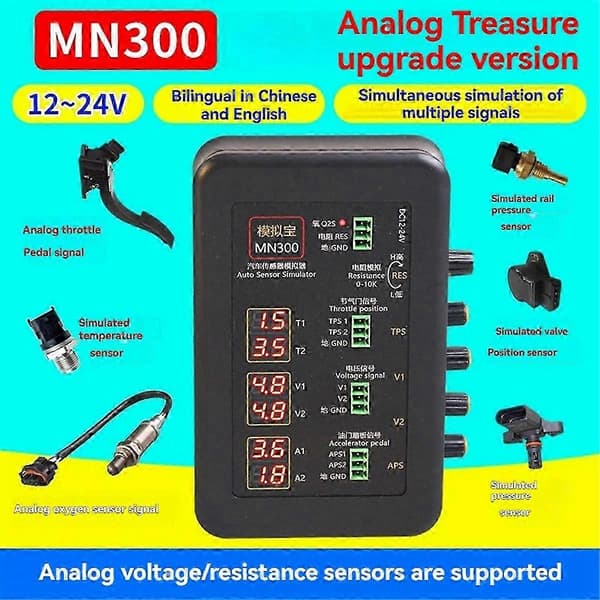 Mn300 Auto Sensor Simulator Automotive Signal Tester Bilskinne Oxygen Olie Tryk Flow Sensor Signal Generator