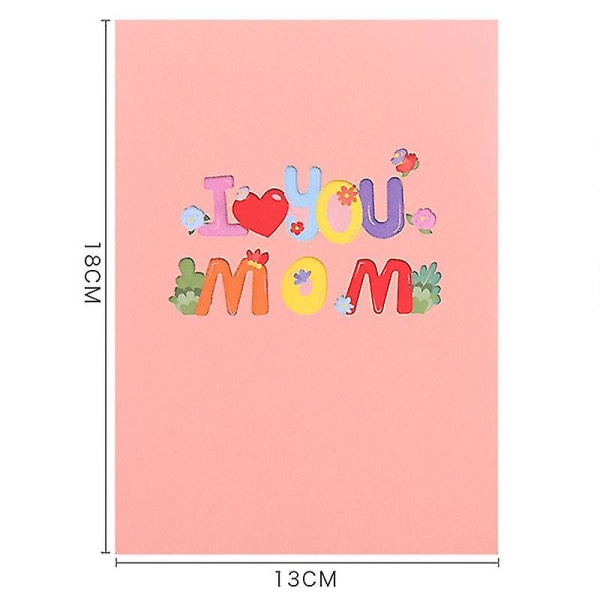 Sajy Pop-up lykønskningskort I Love U Mom 3d papirkort trykt mors dags gave
