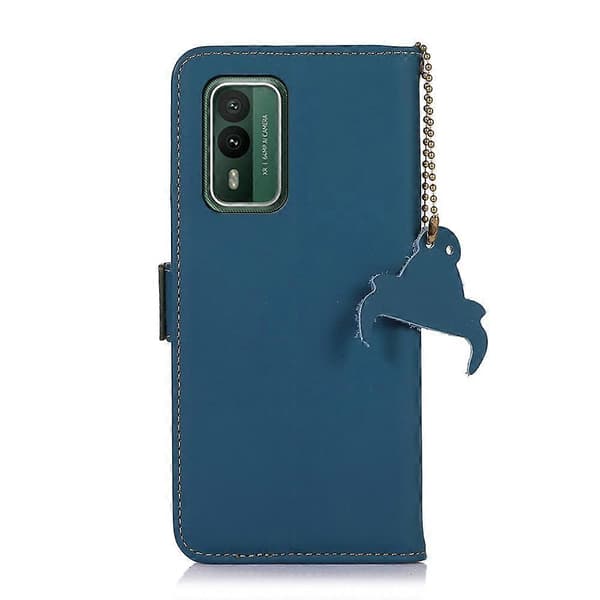 Til Nokia XR21 Læder Magnetisk RFID Læder Telefoncover Blue
