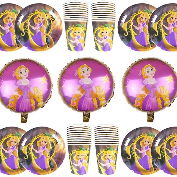 Tangled Rapunzel-tema folieballonger Gratulerer med dagen Begivenheter Festplater Dekorasjoner Kopper Jenter Favoritter Events Rekvisita 44 stk/lott