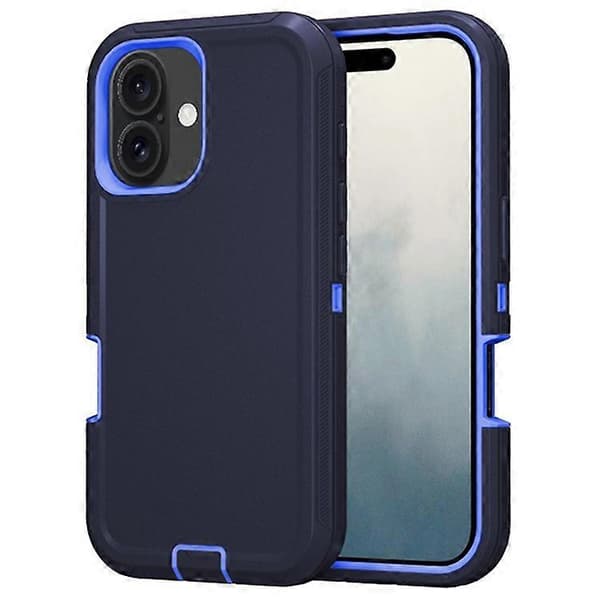 Kompatibel med iPhone 16 Plus-deksel avtakbart PC+TPU fallsikkert bakdeksel DarkBlue