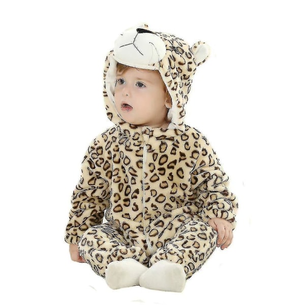 Ca Toddler's Dinosaur Kostym Barn Söt Huvad Onesie Djurkostym Halloween Leopard 0-3 Months