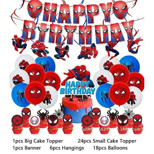 Ny Spiderman Födelsedagsfest Dekoration Röd Superhjälte Spiderman Tema Servis Kopp Tallrik Bakgrund Ballong Tillbehör För Barn Pojke balloon set 1