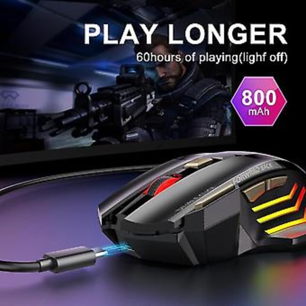 Trådlös Gamingmus För Dator 2.4G Rgb Uppladdningsbar Gamingmus Bluetooth Usb Mus Tyst Ergonomisk Mus