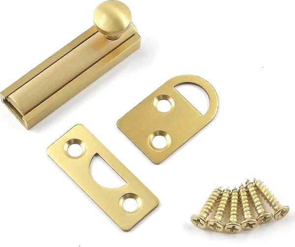 2 tommer solid messing overflatebolt, messing skyvebolt, skapoverflatebolt med skruer, CJY Brushed Gold
