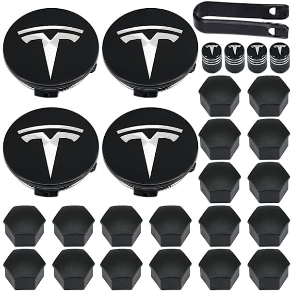 Hjulkapsler, Tesla navkapsler senterkopper navkapsler for Tesla Model 3, Model Y, Model S, Model X, sølvlogo beige